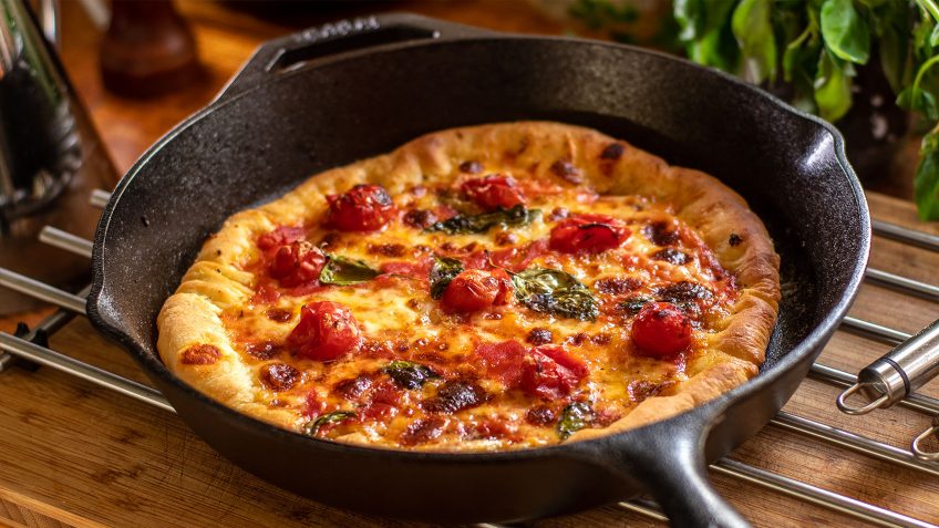 Margherita style pan pizza